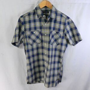Banana Republic Small Blue‎ Green Plaid Camden Fit S/S Button Front Mens Shirt